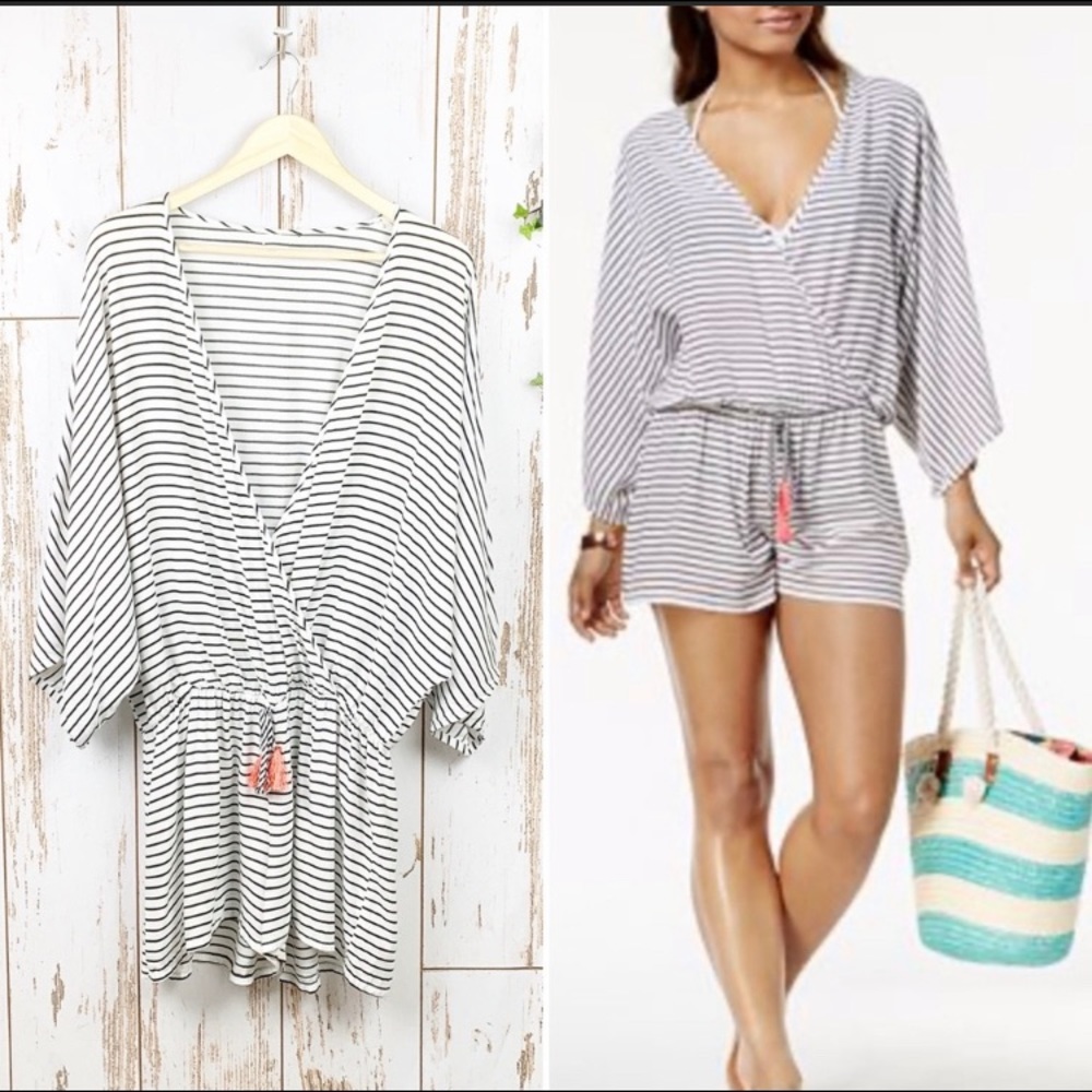 Vince Camuto Blossom Swim Cover-Up Romper EUC L